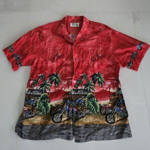 KY's Hawaiian Shirt with Motorcycle Print